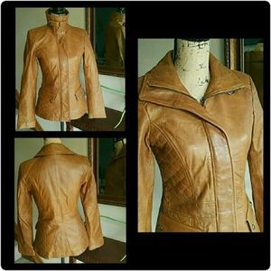 Marc New York Genuine Leather Jacket in Walnut XS